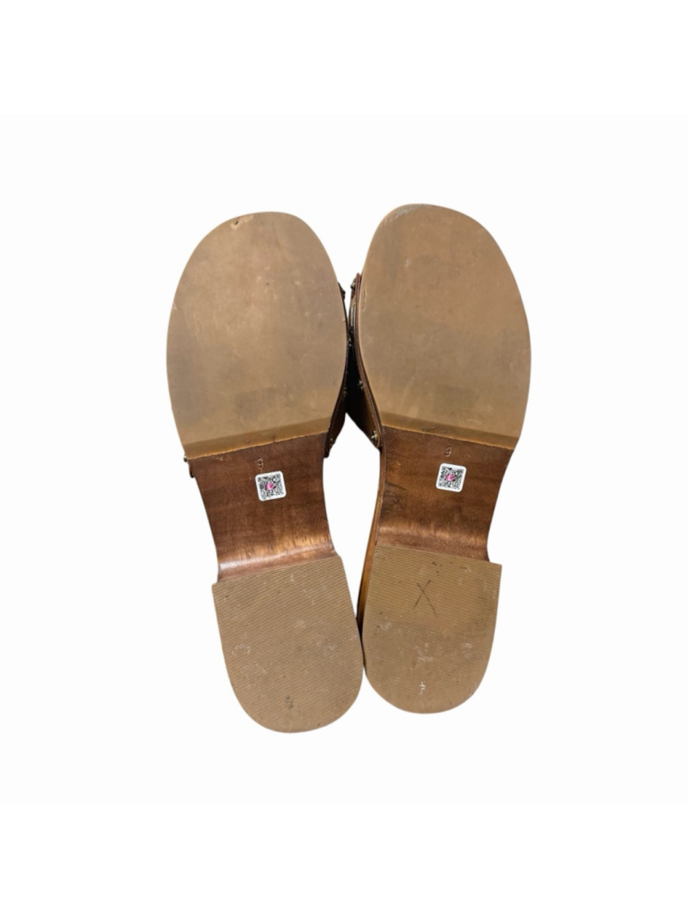 LARROUDE Zuzi Mule Sandals Patent Leather Wood Burnt Umber Size 9 WORN ONCE $315 - Picture 9 of 10